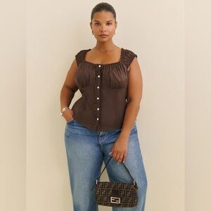 Reformation Alabama Top Es Brown - Size 16